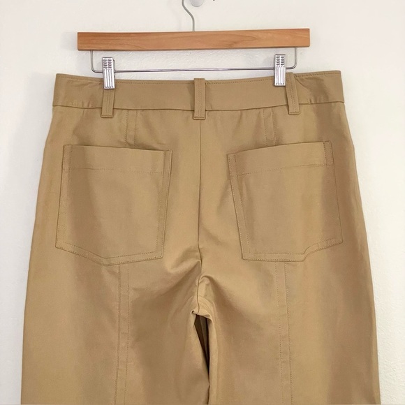 Vince Seam Front Trouser High Rise Wide Leg Cotton Pant Neutral Camel 14 Large - Picture 9 of 15